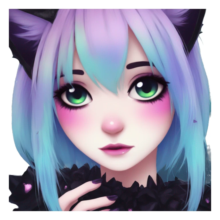 Gorgeous Cute Gothic Edgy Colorful Gradient Beautiful Anime Emo CatLady sticker