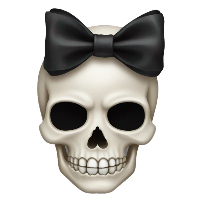 skull emoji with black bow sticker