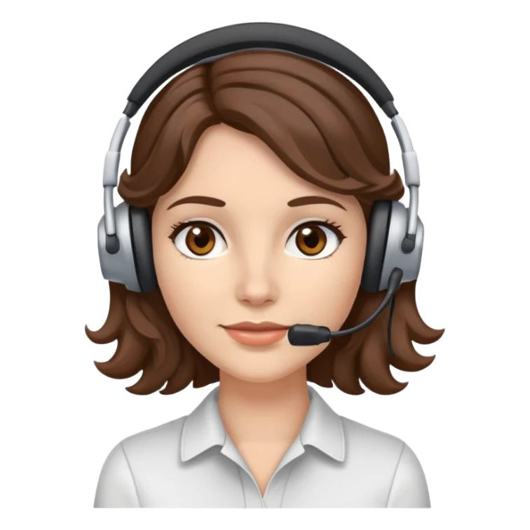 White female  Brown wavy hair  Dark brown eyes  Headset sticker
