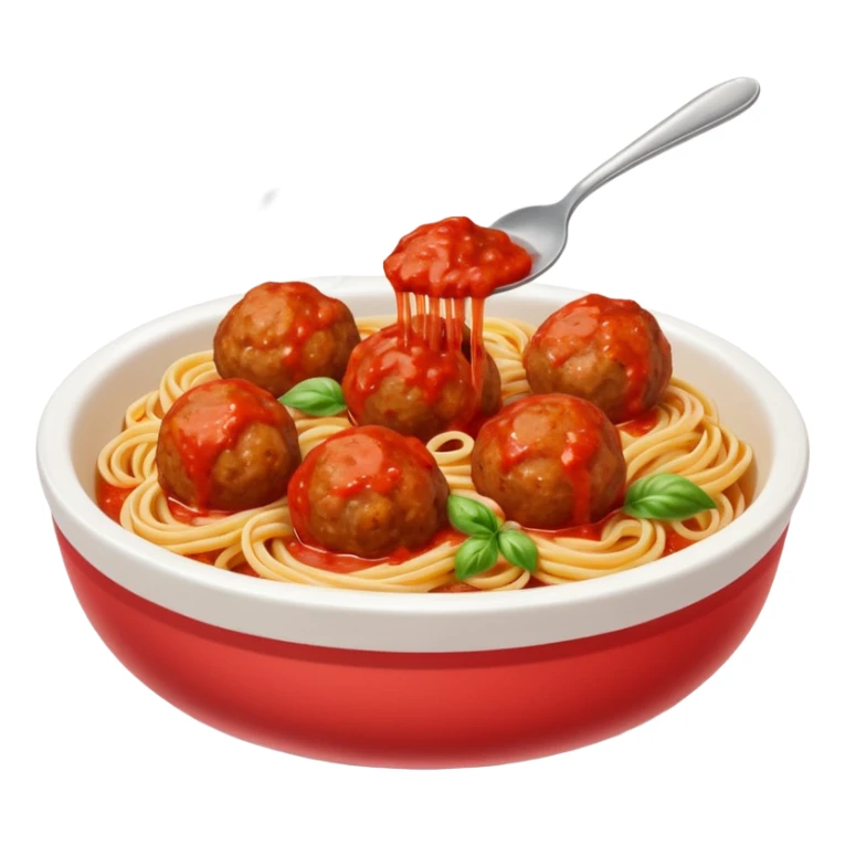 pasta and meatballs and sauce in a bowl sticker