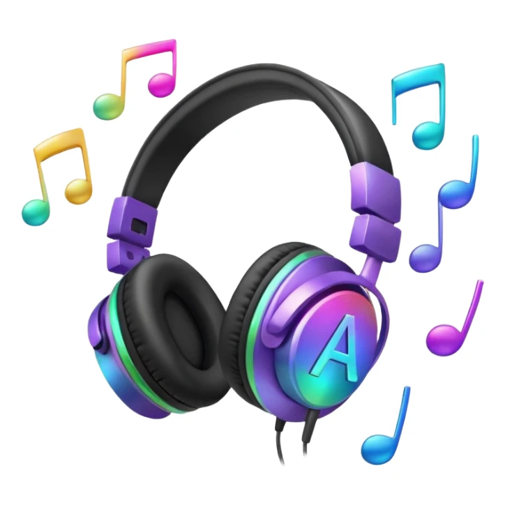 headphones with sparkles and AI letters sticker