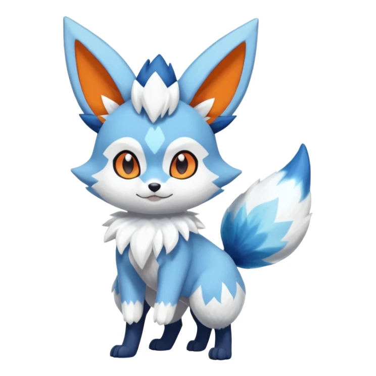 Glaceon-Fennekin-Meowstic-Fakémon-hybrid-creature (full body)  sticker