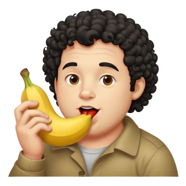 Fatass curly black hair man eating a banana red cheeks drooling sticker
