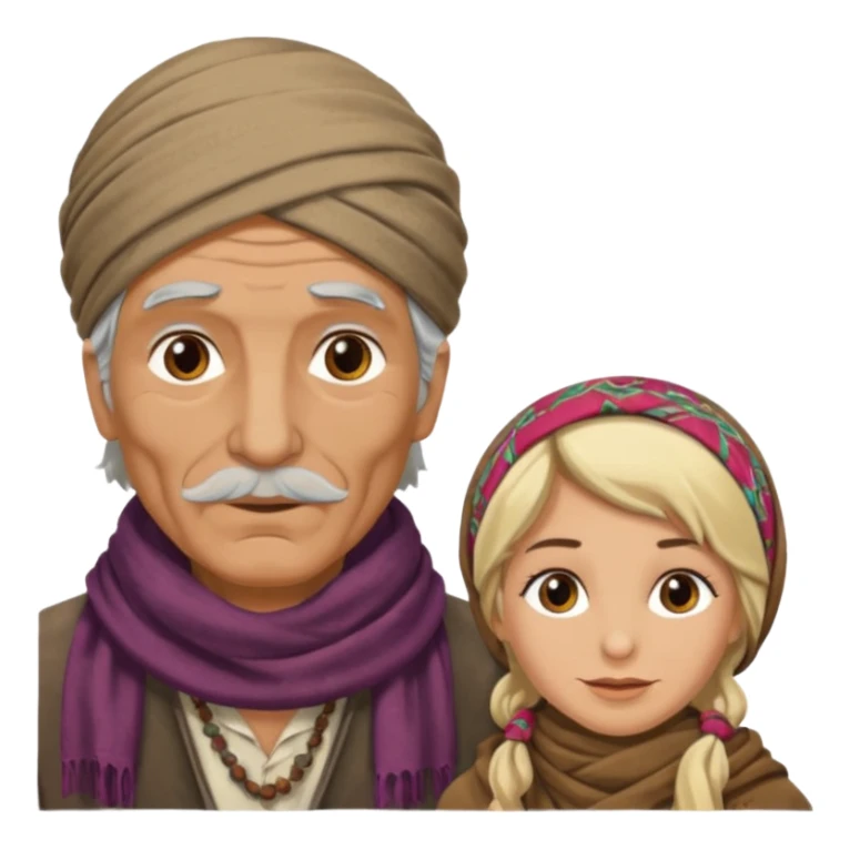 Elderly male gypsy and blonde female gypsy sticker