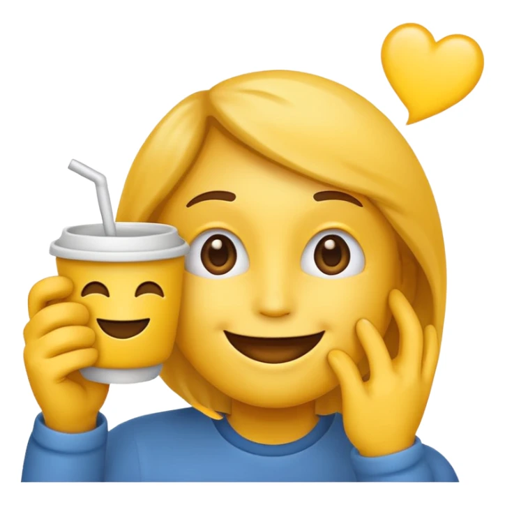  a yellow emoji face that is holding the cup beside the face sticker