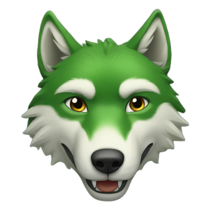 The green wolf's head is a cigarette in his teeth sticker