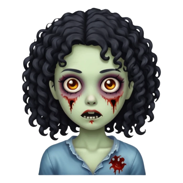 A girl zombie with black curly hair  sticker