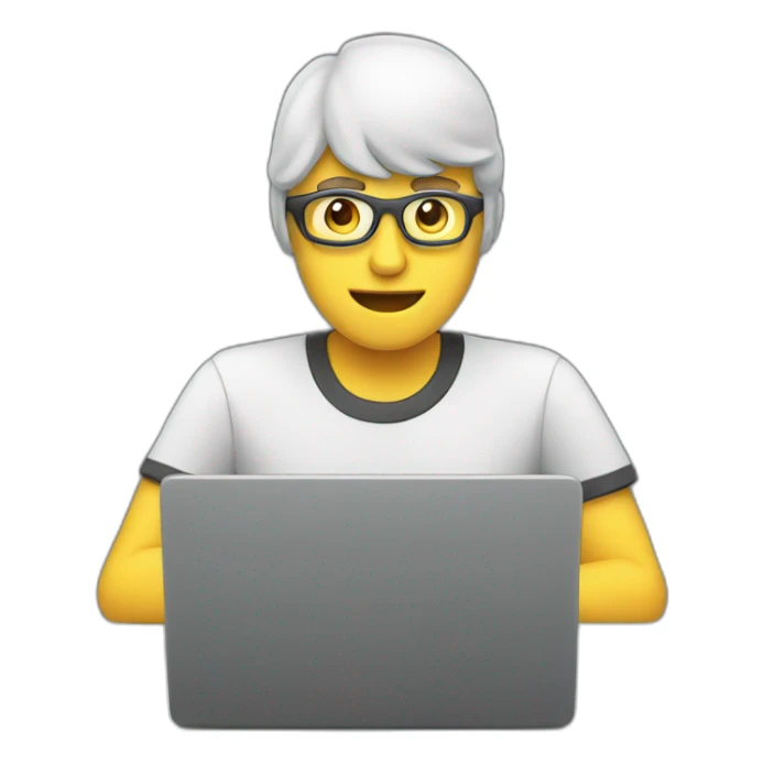 man with a laptop on which a video is being edited sticker