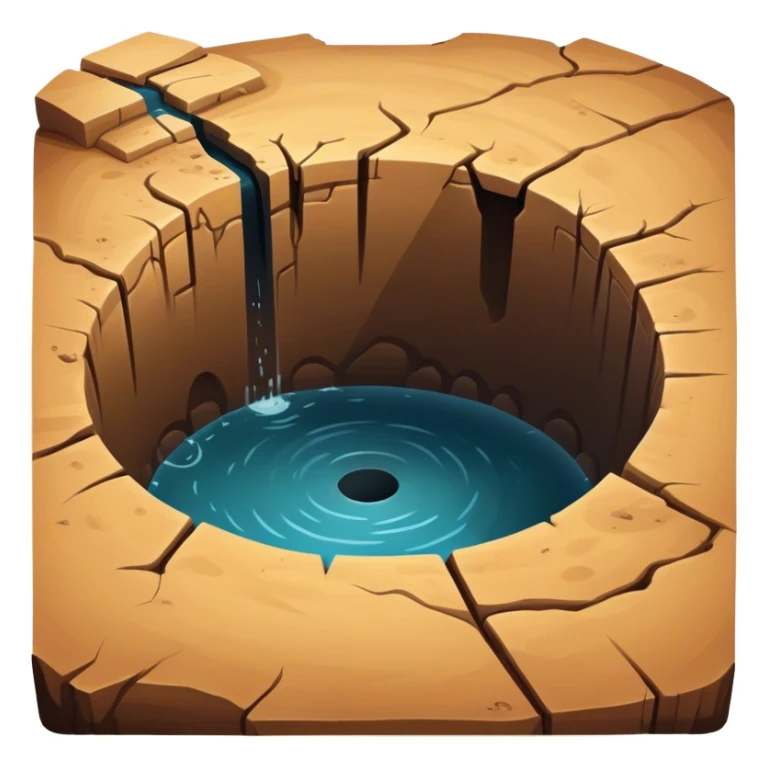 A deep hole or pit in the ground, often symbolizing a gap, depression, or an area of concern in a larger environment sticker