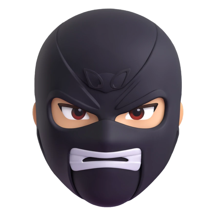 angry ninja emoji, expressive face, black mask, intense eyes sticker