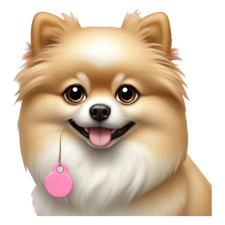 Pomerania crema small, with pink collar with tag sticker