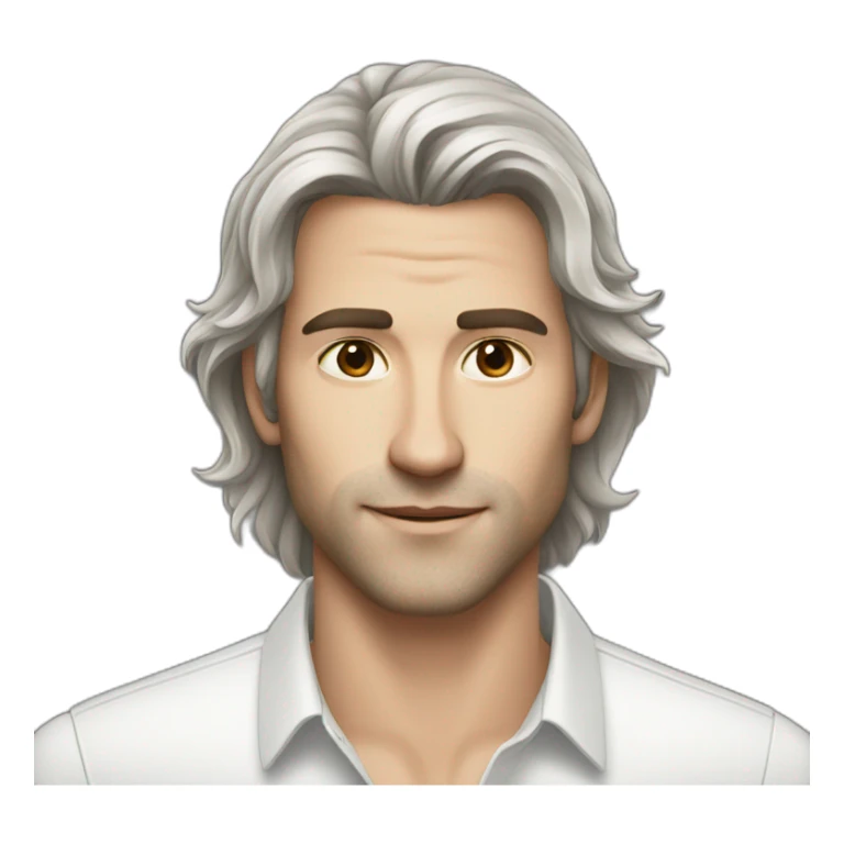 dark brown mid long hair beautiful white man with no beard sticker