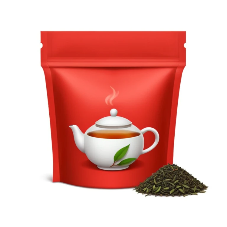 iPhone emoji icon of Pu-erh tea in packaging, red background sticker