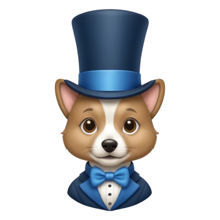 fancy dog with blue hair, wearing hat sticker