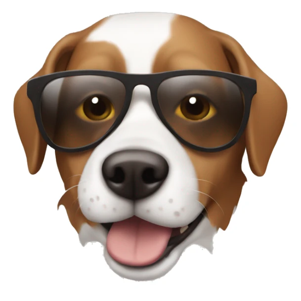 brown and white dog wearing sunglasses  sticker