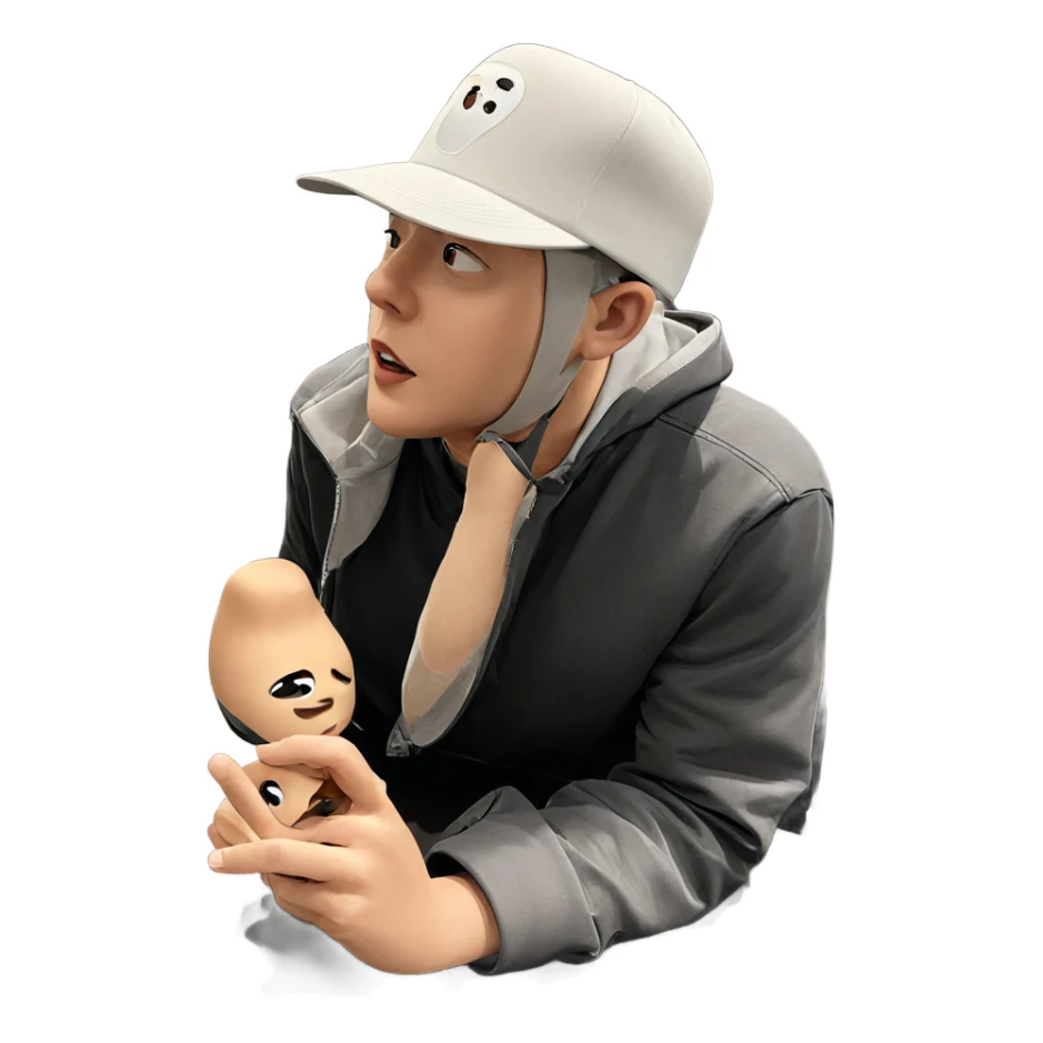boy in hat indoors sticker