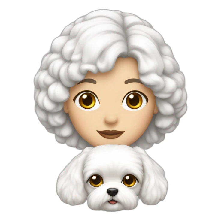 mujer piel blanca pelo largo y perro bichon blanco sticker