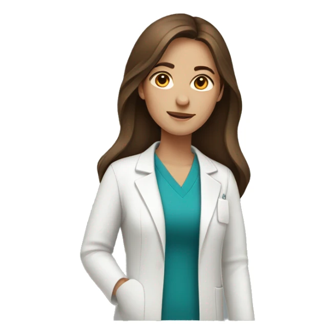 pharmacist female with long brown hair, no glasses sticker