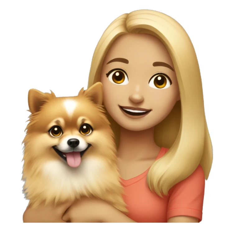 light-skinned-girl-petting-pomeranian sticker