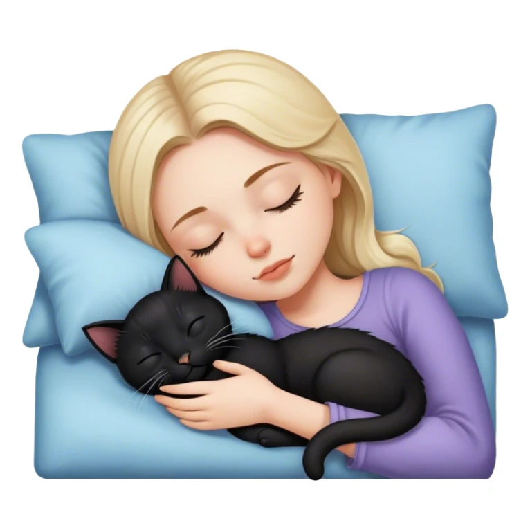  white girl sleeping with one black kitten sticker