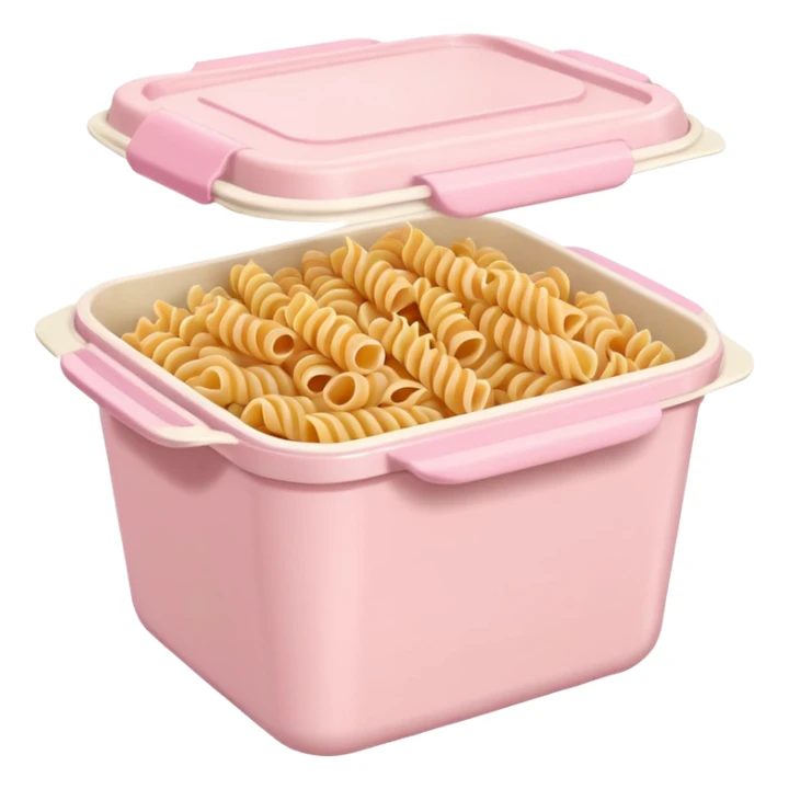 pastel pink food container with pasta inside sticker