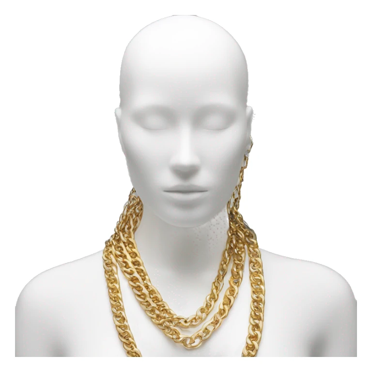 white mannequin no face with gold chain on neck sticker
