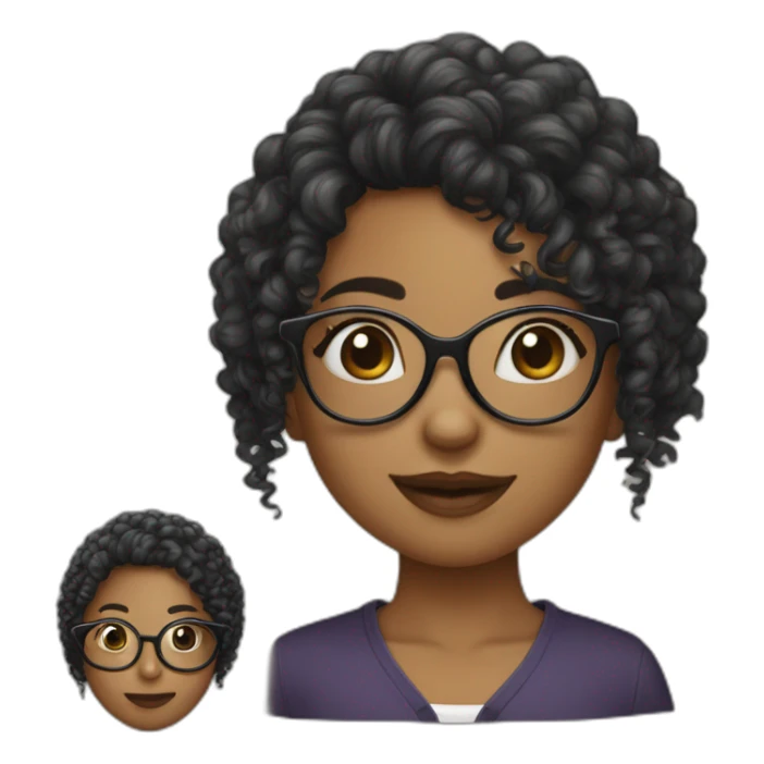 Fille cheveux bouclés noirs et lunettes sticker