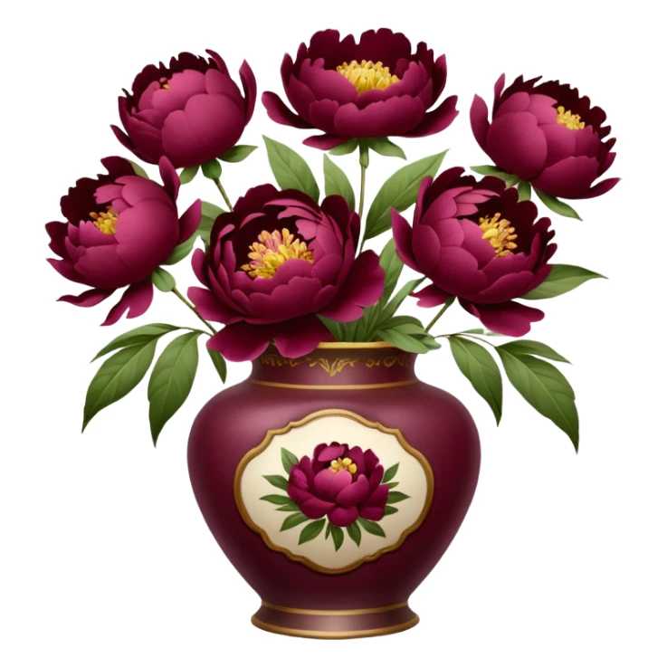burgundy peonies in a vintage vase sticker
