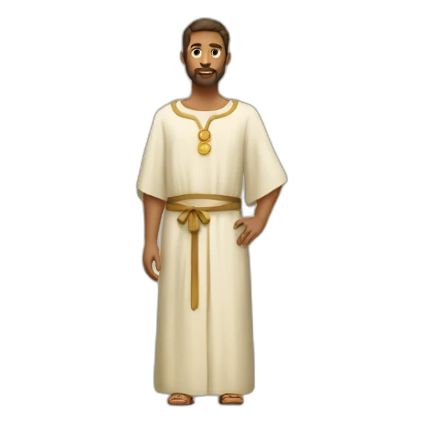 a button with high-fashion tunic of the Biblical times sticker