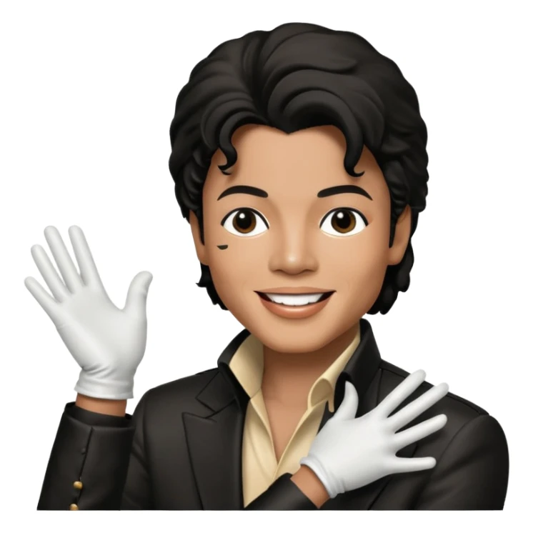 michael jackson is singing with mirco and white glove sticker
