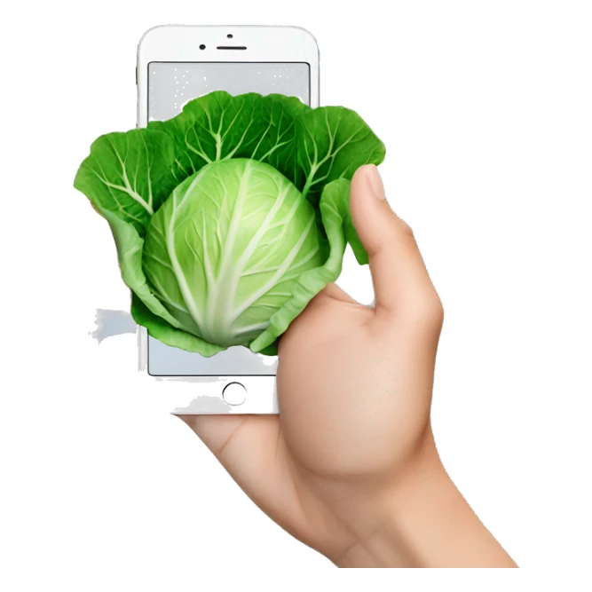cabbage with phone and instargram logo on the phone i the hand sticker