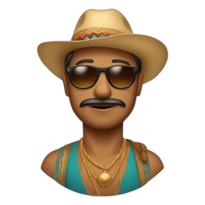 indian wearing sunglasses and hat sticker