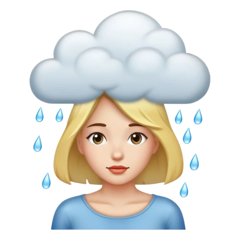 A beautiful girl with a raining cloud for a head sticker