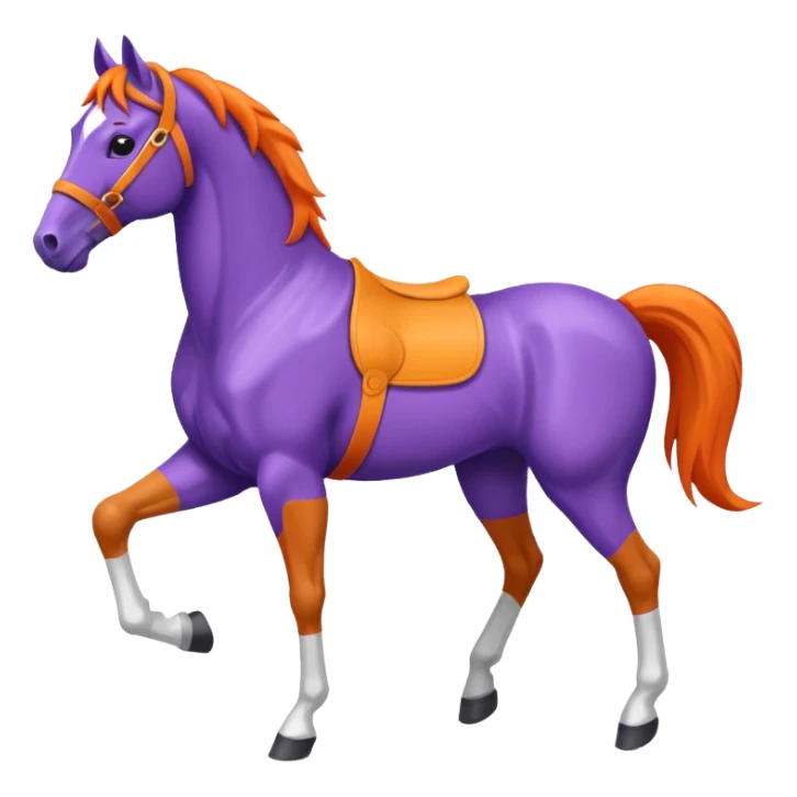 ok créée moi une emoticone simple pour une athletes d'endurance ( horse ) et un pour un endurance Horse - couleur dans ces tons violet, orange , blanc et assure toi du nombre de patte correct ( 4 ) sticker