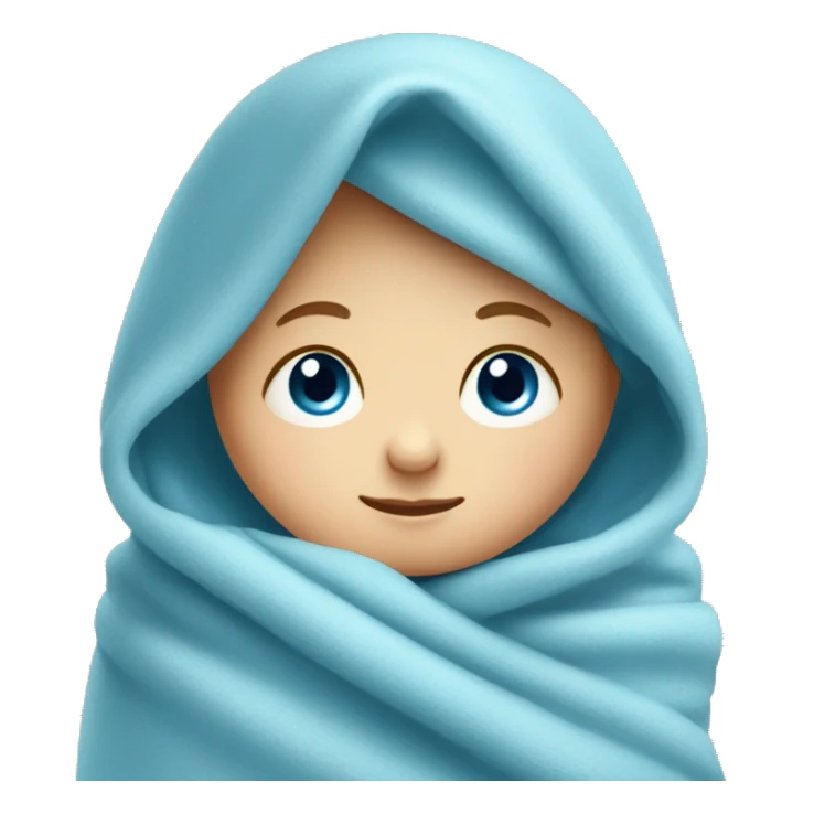 a little newborn baby  wrapped in blue blanket, blue eyes  sticker