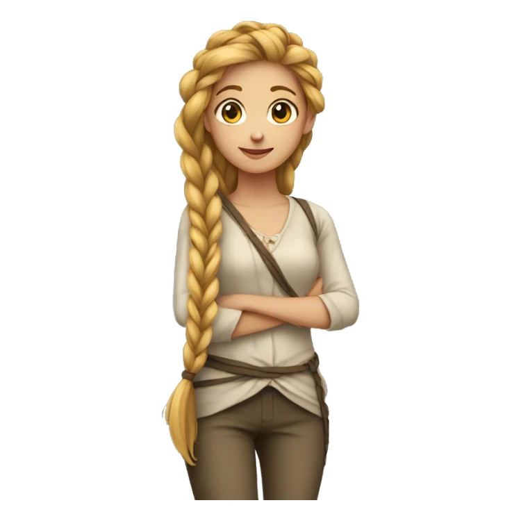 Girl with long braid over her shoulder going down to her waist  sticker