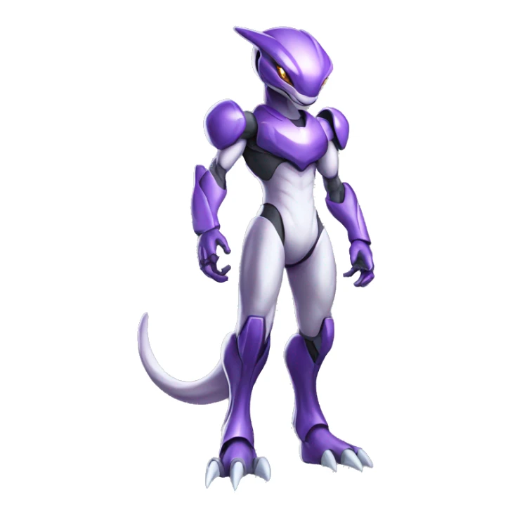 Futuristic Shiny Mewtwo-Velociraptor-Genesect-Fakémon-Pokémon with a visor helmet Full Body sticker