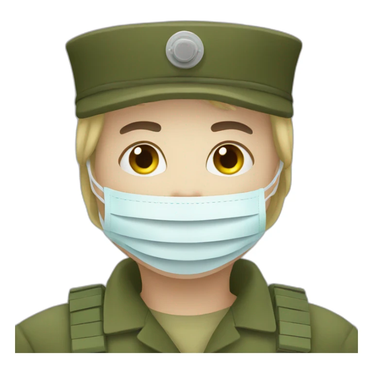 a military face in a Medical masks sticker