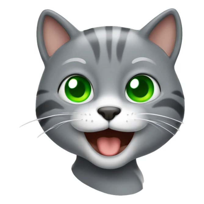 gato gris con ojos verdes sonriendo sticker