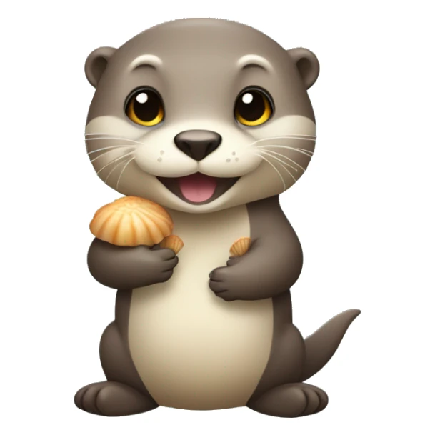 Cute Otter holding a bunch of scallops sticker