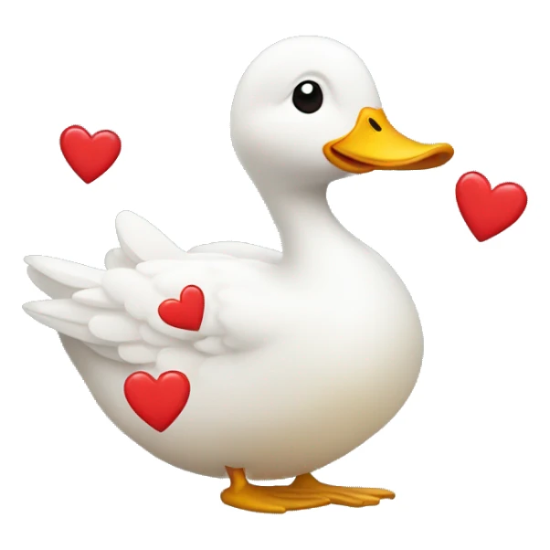 duck with hand full of hearts sticker