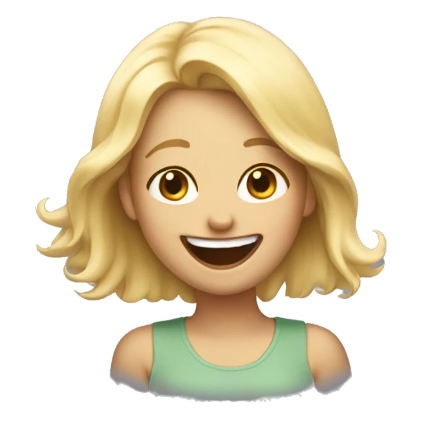 Blonde emoji girl laughing sticker