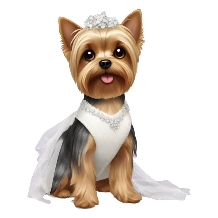 Yorkie in a wedding dress sticker