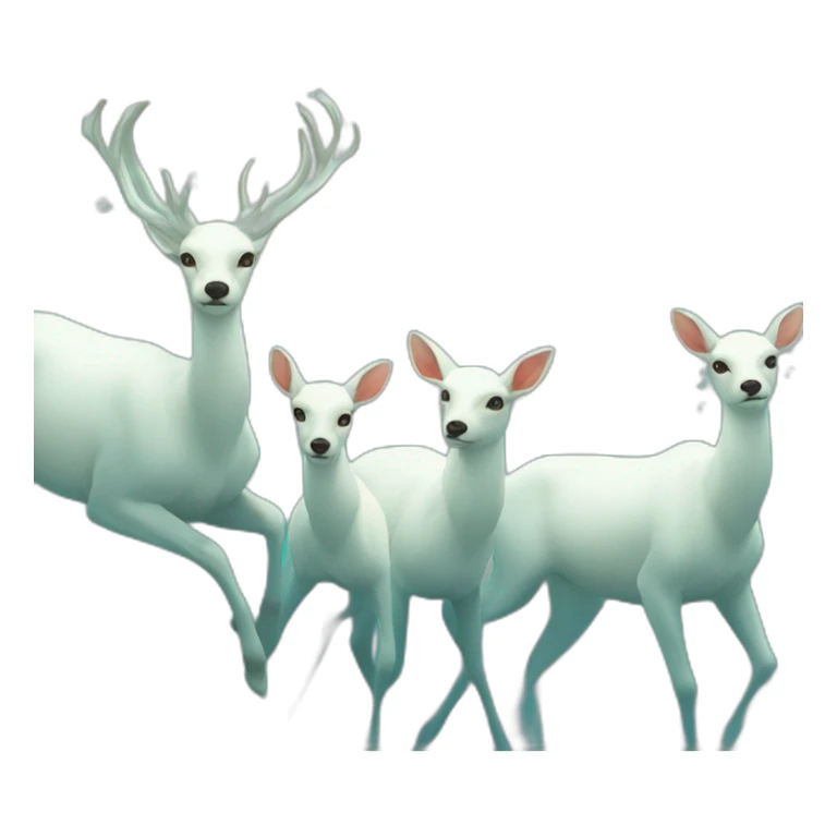 The white deer group swimming in the morning sticker