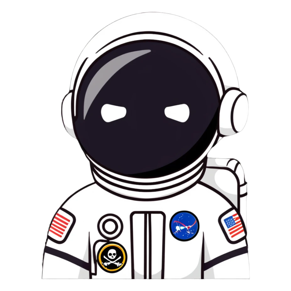 astronaut in space suit with black pirate eyepatch sticker