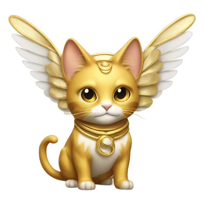 Golden Omni-Cat God with wings and a ring around its body  sticker
