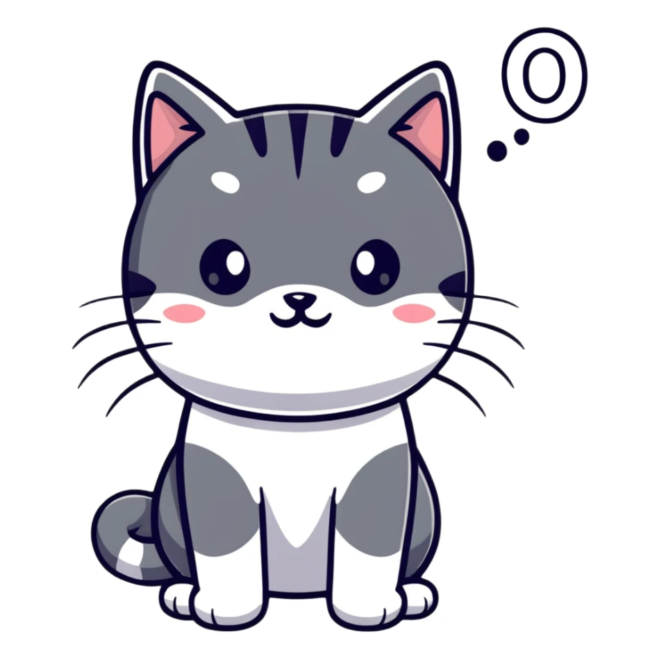 cat with white fur at the bottom and silver stripes at the top sticker
