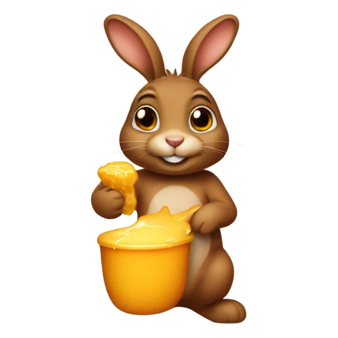 Brown bunny holding honey sticker
