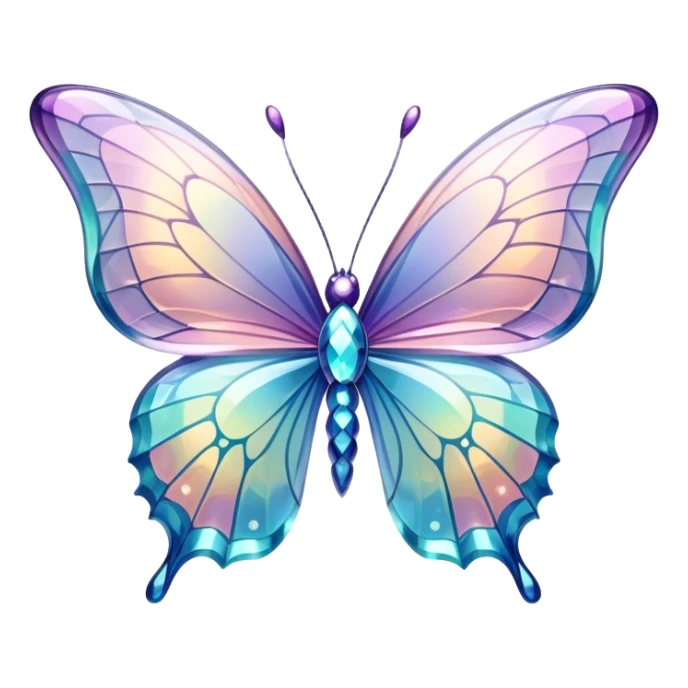 Sparkly glossy Pastel iridescent glass crystal butterfly sticker