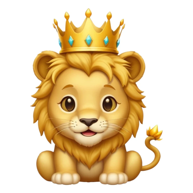 cute baby lion winking with a crown on his head sticker